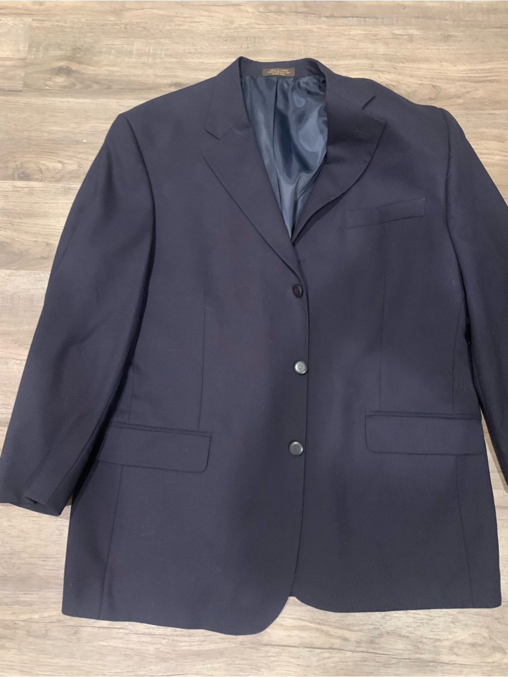 Vintage Men's Navy Single-Breasted Sport Coat 100% Wool Made in Taiwan